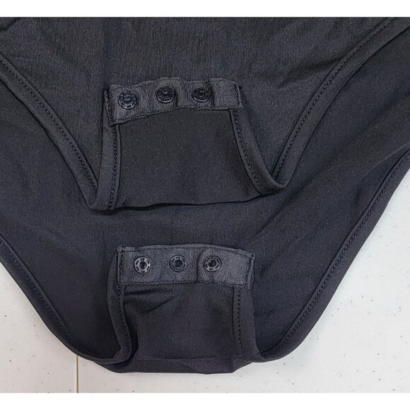 Bodysuit One-Shoulder Black Snap Closure Womens Large L New in Bag - Picture 3 of 6